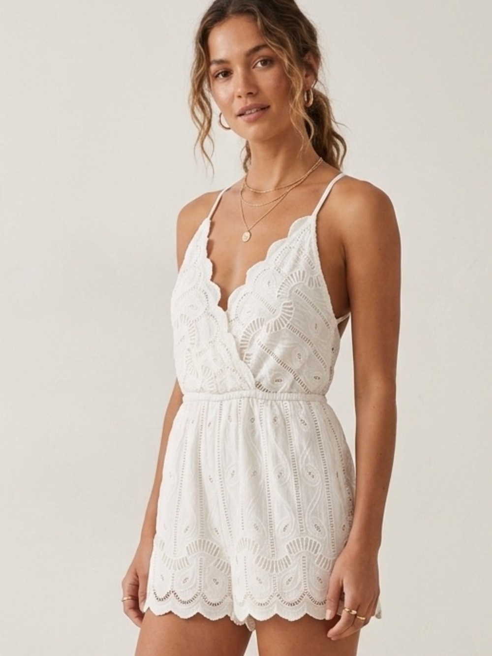 Revolve Tularosa Sz XS Off White Lace Boho Feminine Romper